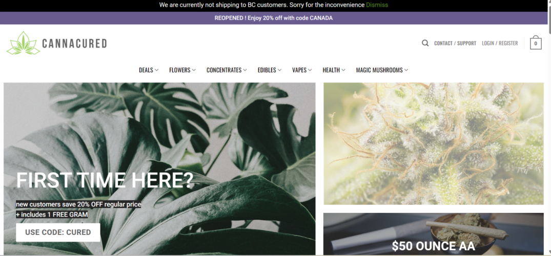 CannaCured homepage review